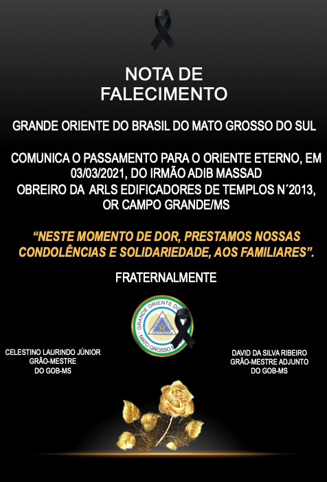 Read more about the article NOTA DE FALECIMENTO – 03/03/2021