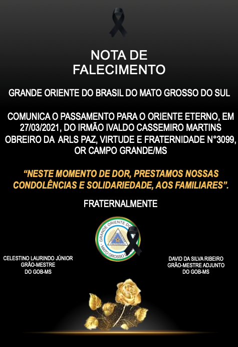 Read more about the article NOTA DE FALECIMENTO – 27/03/2021