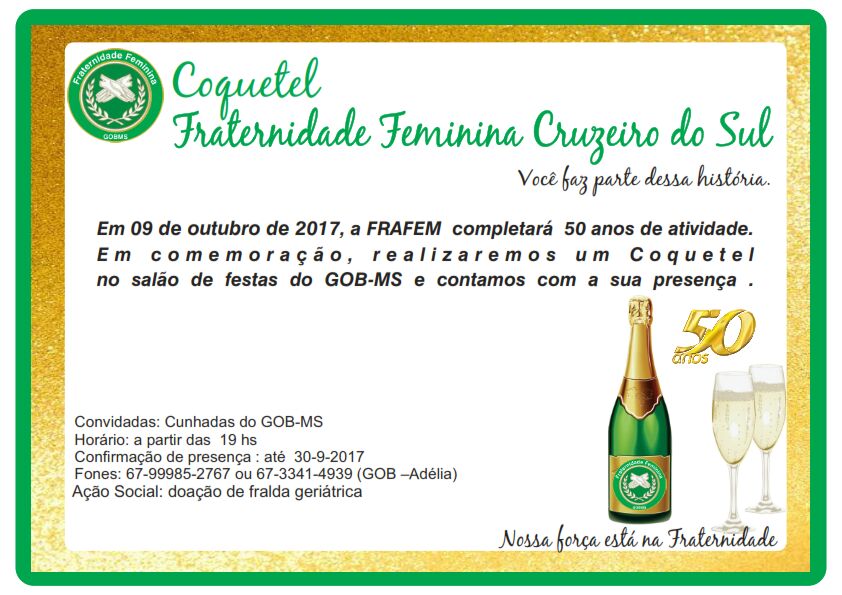 Read more about the article COQUETEL DA FRATERNIDADE FEMININA CRUZEIRO DO SUL