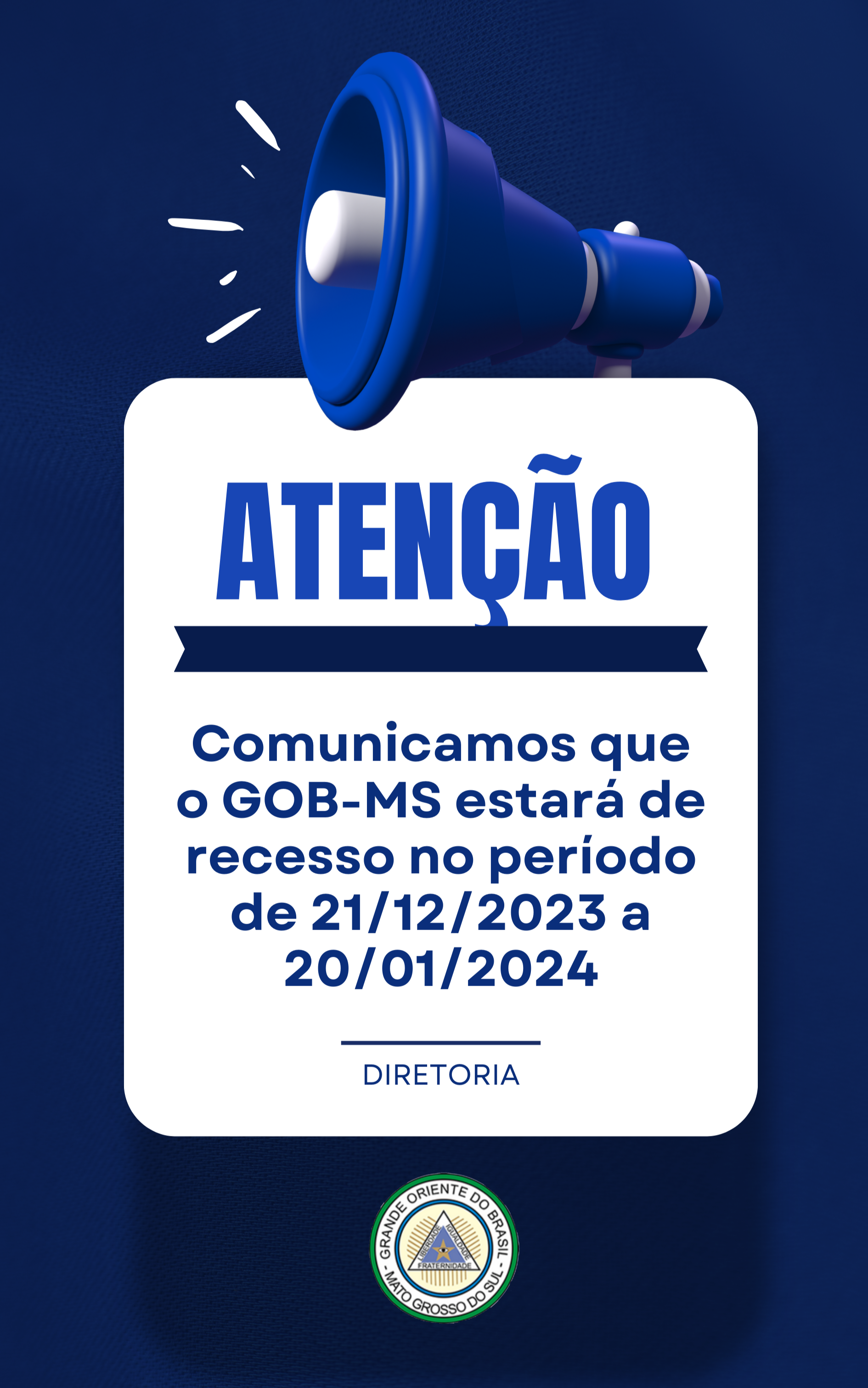 Read more about the article Recesso do GOB-MS – 21/12/2023 a 20/01/2024