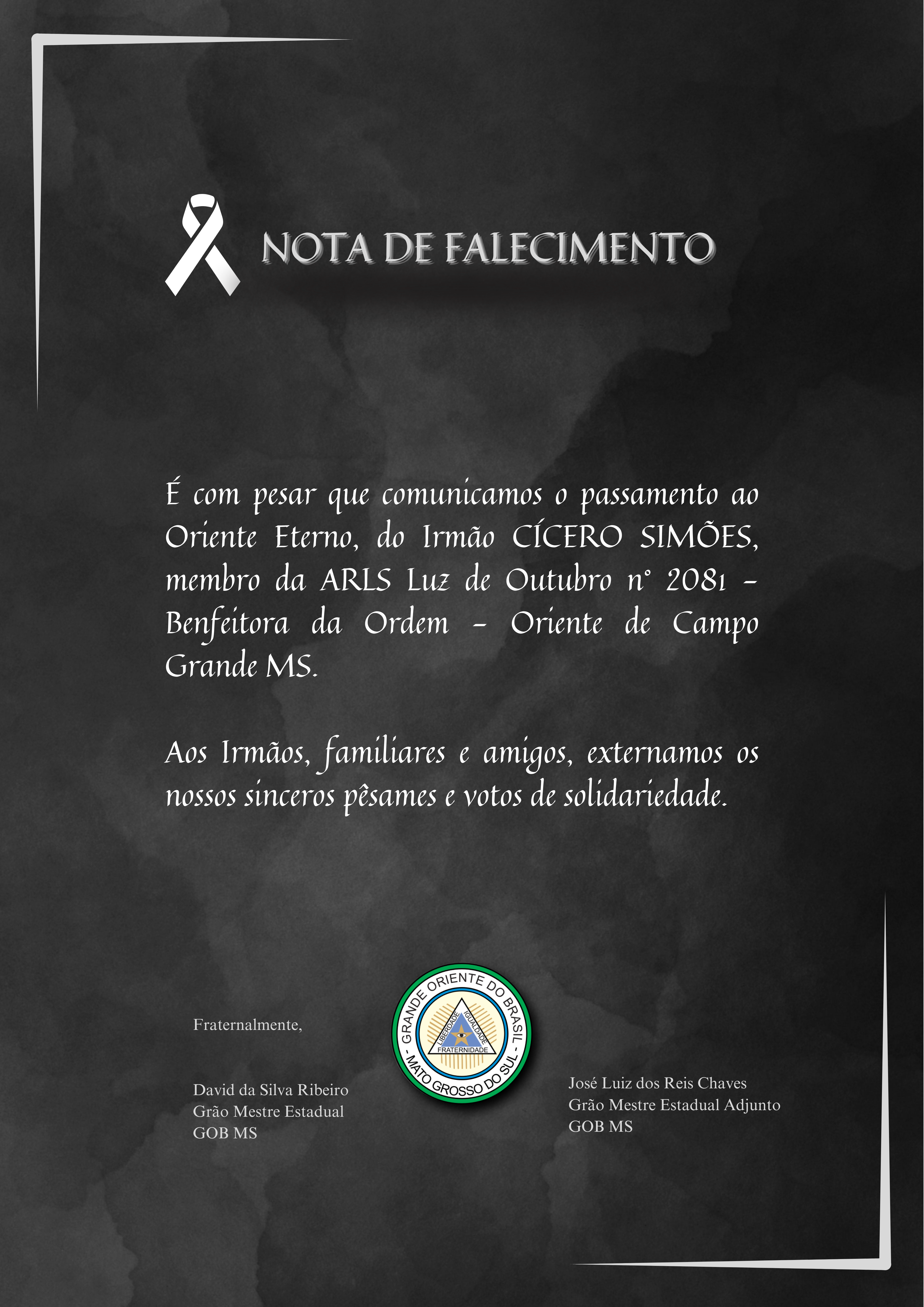 Read more about the article Nota de Falecimento