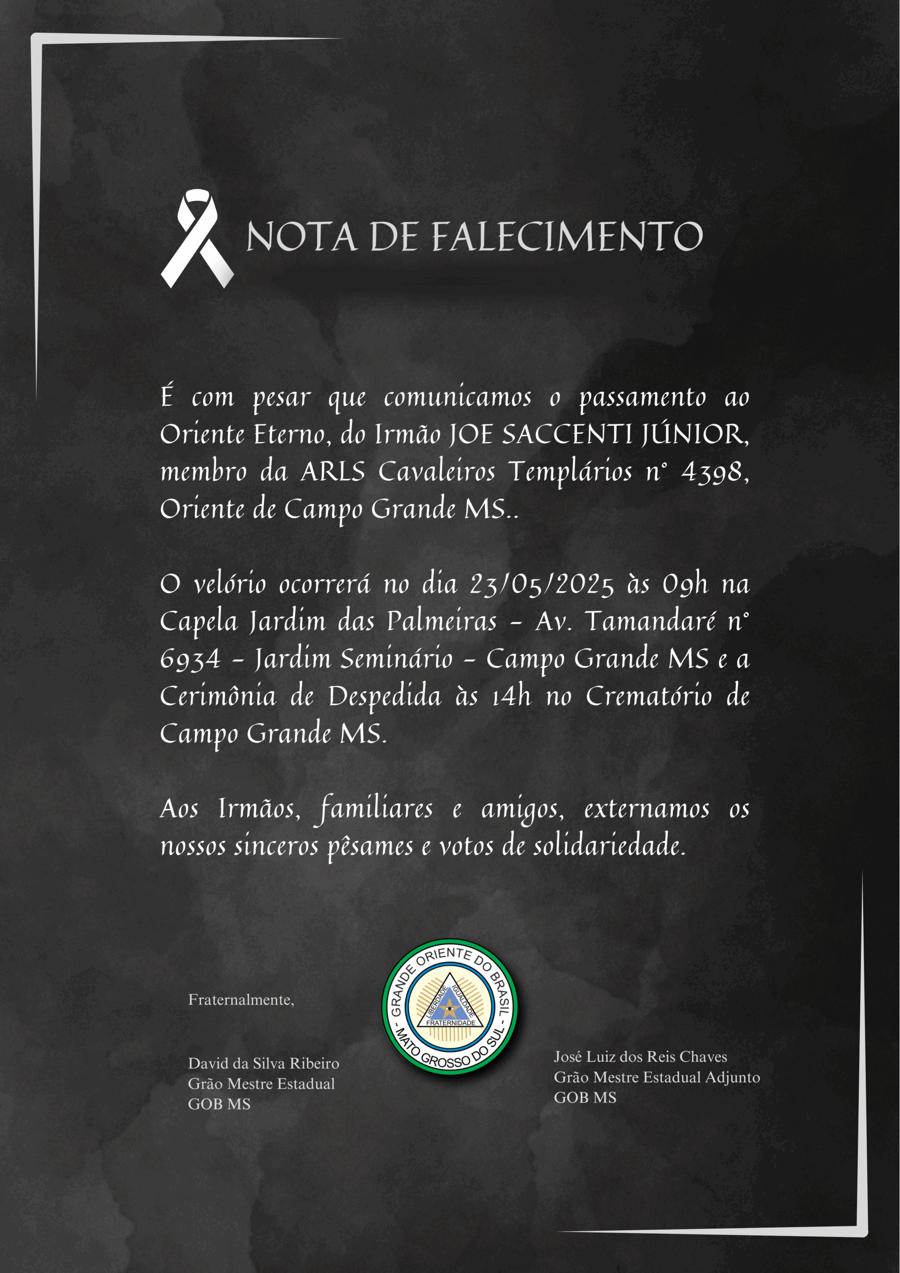 Read more about the article Nota de Falecimento