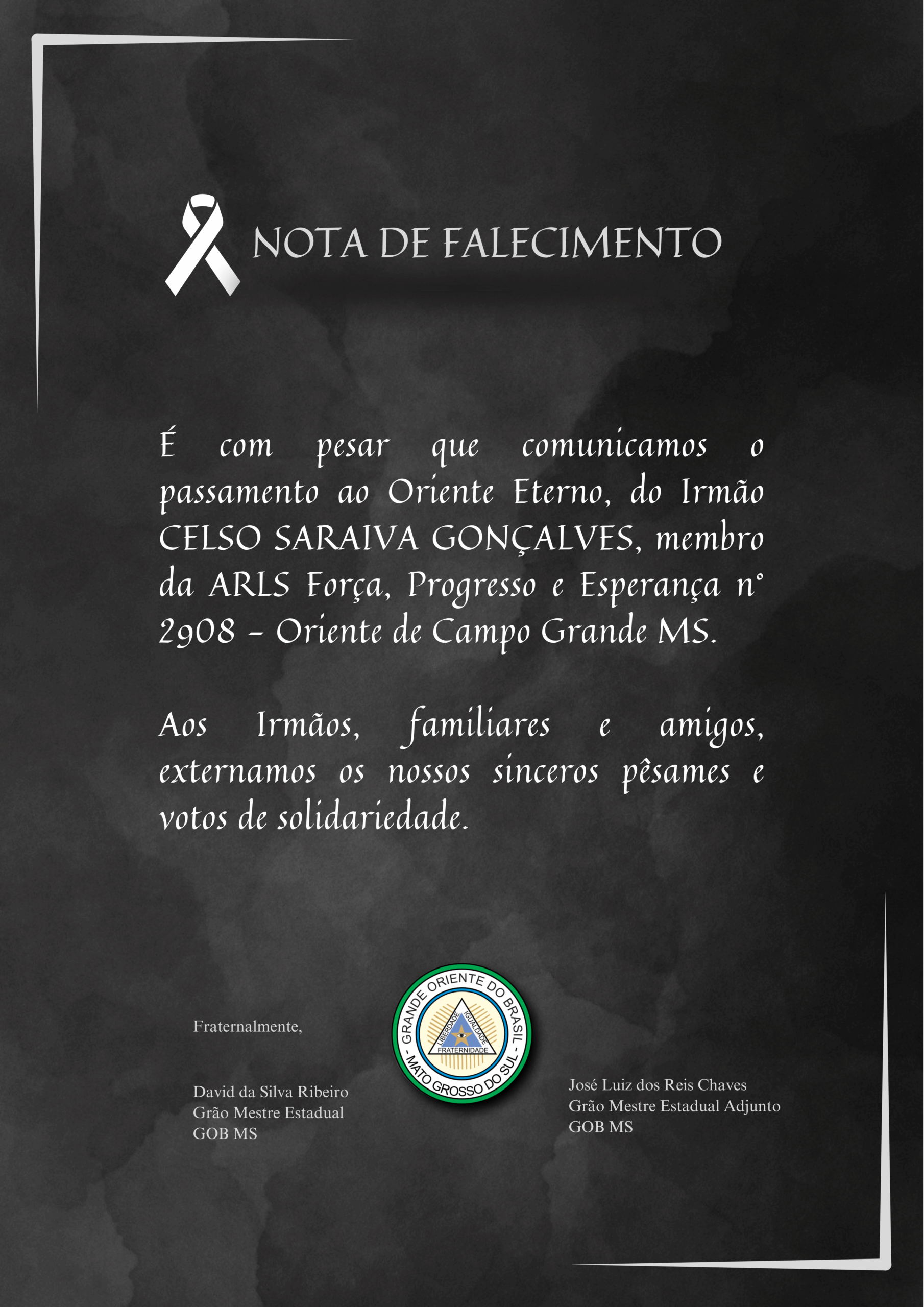 Read more about the article Nota de Falecimento