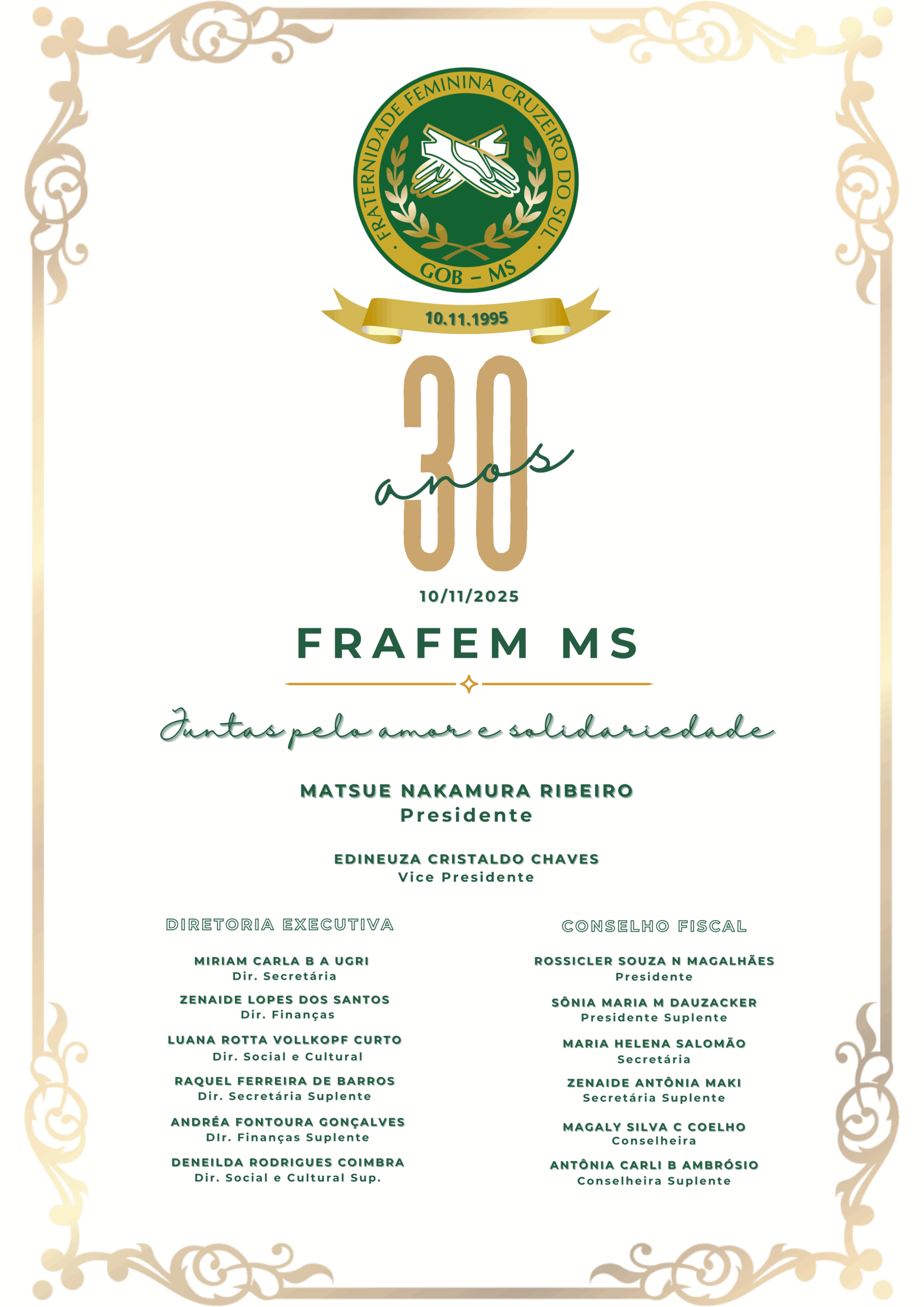 Read more about the article Parabéns à FRAFEM MS pelos 30 anos de existência – 10/11/2025