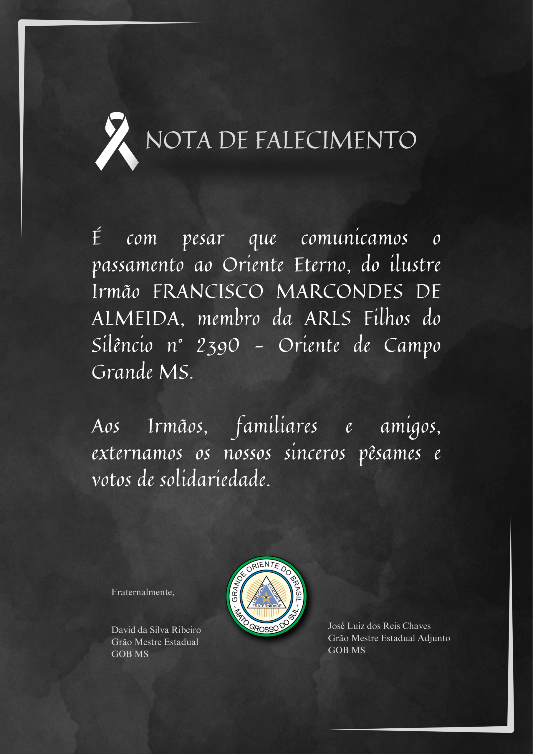 Read more about the article Nota de Falecimento