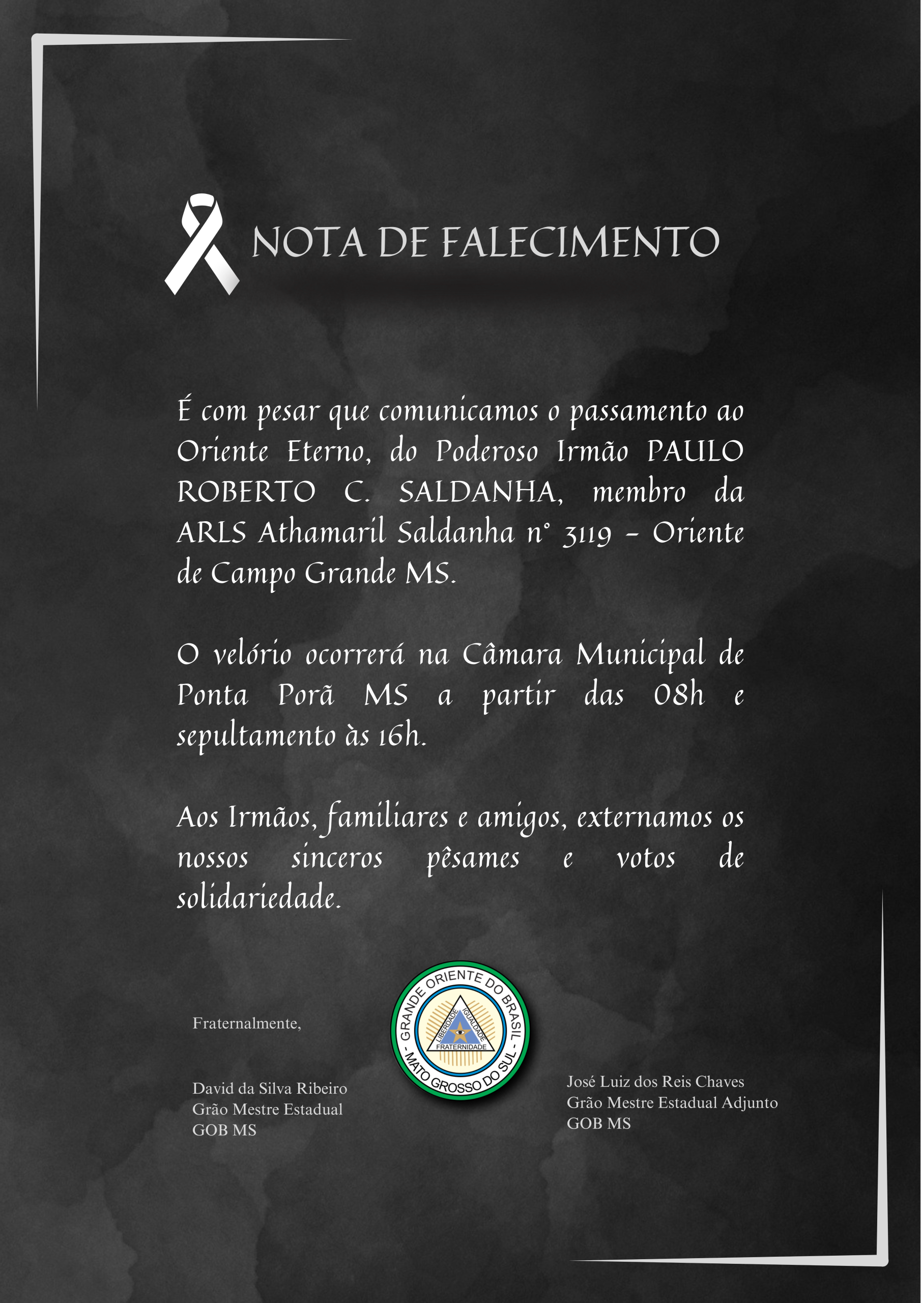 Read more about the article Nota de Falecimento