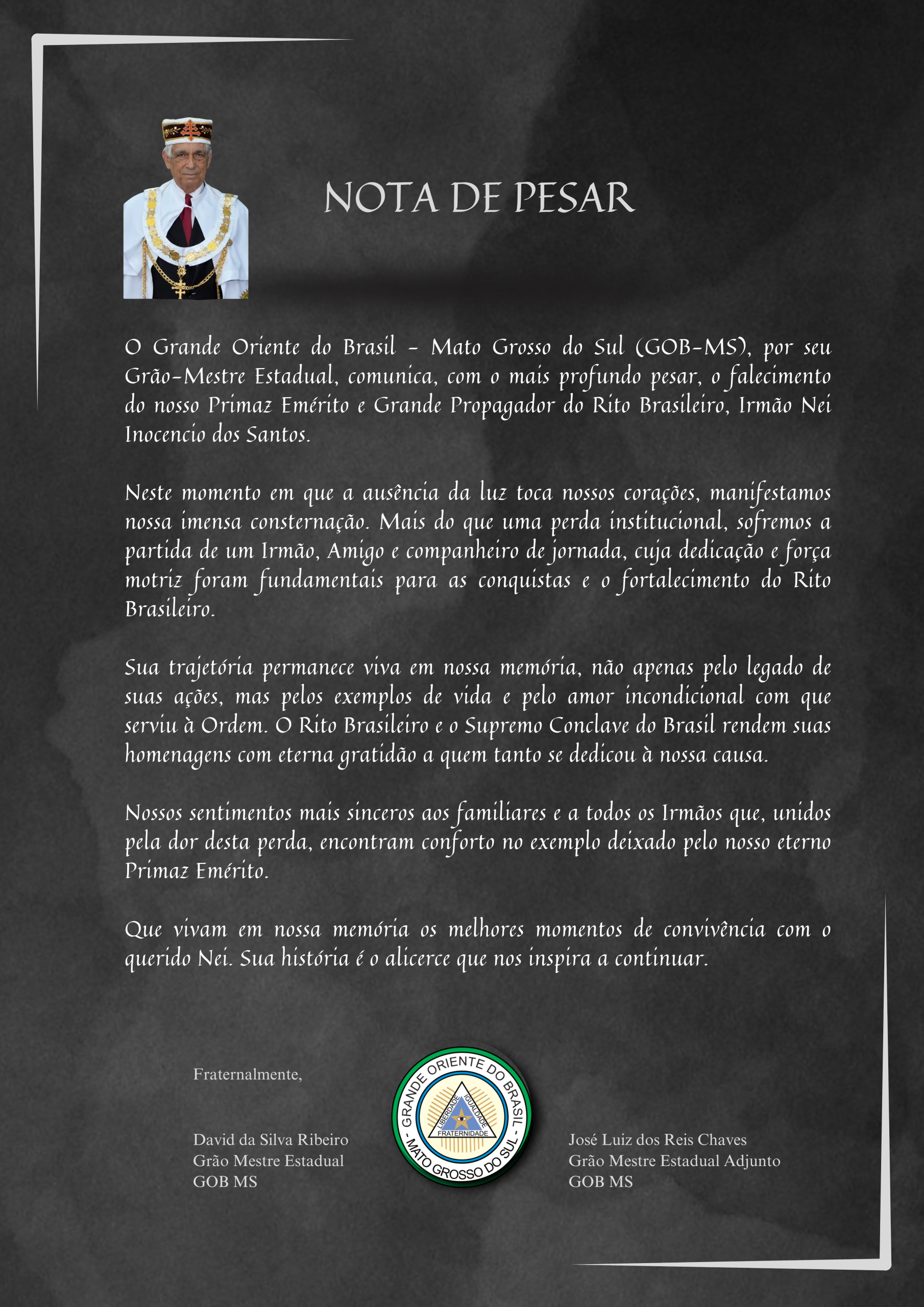 No momento, você está visualizando Nota de Pesar